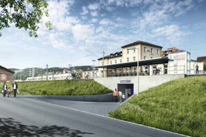  This is what it will look like: The pedestrian underpass beneath the larger platform at the railroad station in the Swiss town of Thayngen 